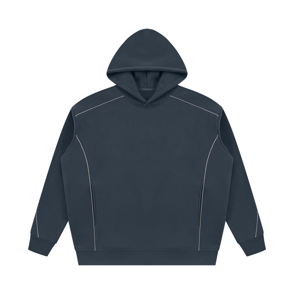 Unisex Oversized Piping Fleece Hoodie